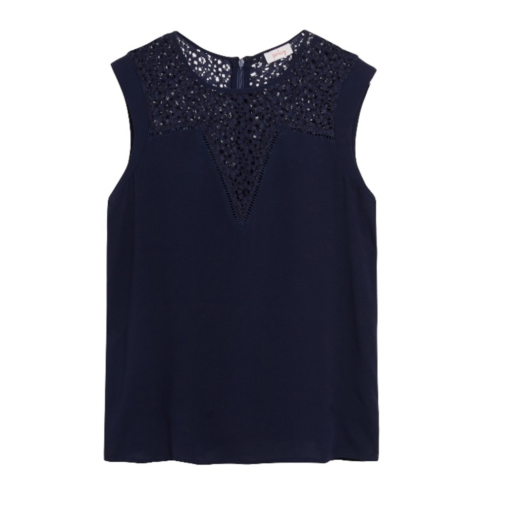 Navy Pixley Dardie Lace Inset Blouse Top